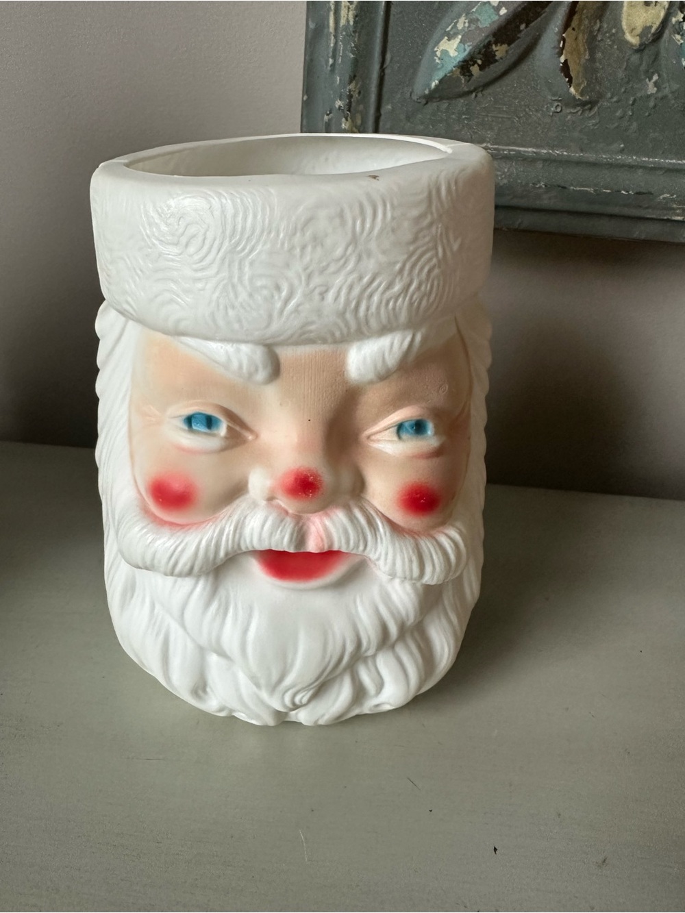 Vintage empire Santa Claus blow mold cookie jar missing lid